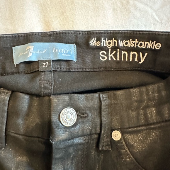 7 for all mankind high waist ankle skinny waxed jeans, size 27 - Picture 4 of 7